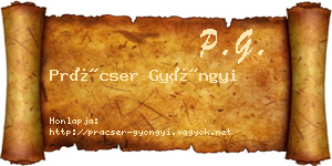 Prácser Gyöngyi névjegykártya